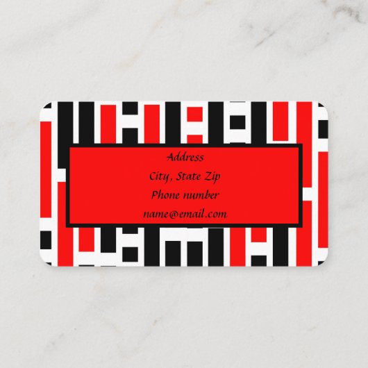 Retro 50s Art Deco Rood Zwart Uniek Visitekaartje (Achterkant)