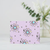 Retro 50s Atomic Print Lavender Apparel & Gifts Briefkaart (Staand voorkant)