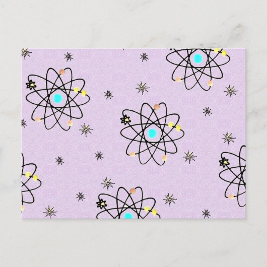 Retro 50s Atomic Print Lavender Apparel & Gifts Briefkaart (Voorkant)