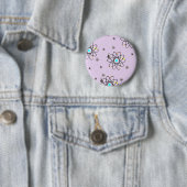 Retro 50s Atomic Print Lavender Apparel & Gifts Ronde Button 5,7 Cm (In situ)