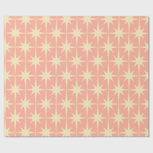 Retro  50s Atomic Star Pattern Blush Pink Cadeaupapier (Vlak)