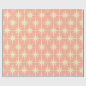 Retro 50s Atomic Star Pattern Blush Pink Cadeaupapier (Vlak)