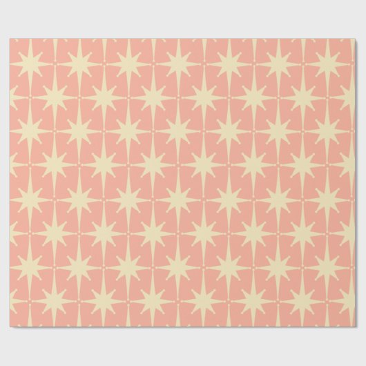 Retro  50s Atomic Star Pattern Blush Pink Cadeaupapier (Vlak)