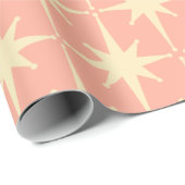 Retro 50s Atomic Star Pattern Blush Pink Cadeaupapier (Rol Hoek)