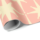 Retro  50s Atomic Star Pattern roze Cadeaupapier (Rol Hoek)