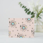Retro 50s atoomafdrukroze kleding en cadeautjes briefkaart (Staand voorkant)