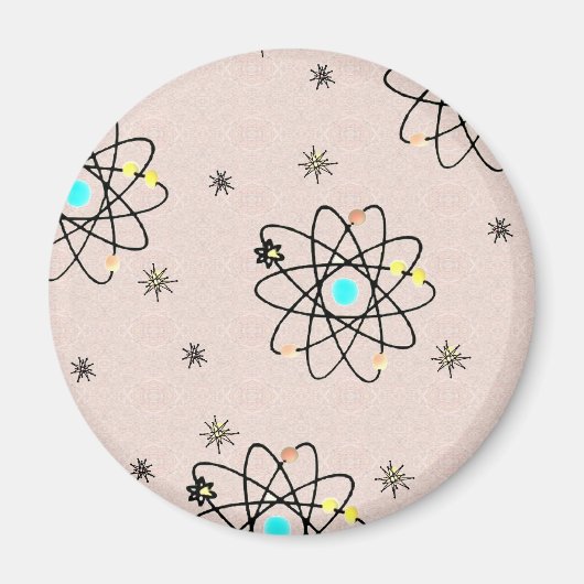 Retro 50s atoomafdrukroze kleding en cadeautjes magneet (Voorkant)