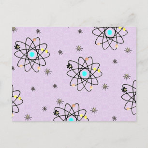 Retro 50s Atoomprint Lavendel Kleding & Cadeaus Briefkaart