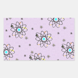 Retro 50s Atoomprint Lavendel Kleding & Cadeaus Rechthoekige Sticker