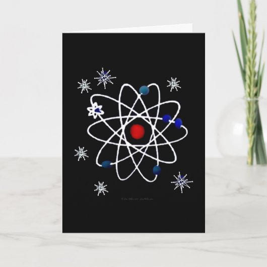 Retro 50s atoomprint op zwart kaart (Voorkant)