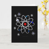 Retro 50s atoomprint op zwart kaart (Gele Bloem)