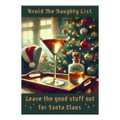 Retro 50s Avoid The Naughty List Christmas Martini Foto Afdruk (Voorkant)