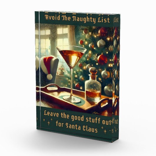 Retro 50s Avoid The Naughty List Christmas Martini Fotoblokken (Rechts)