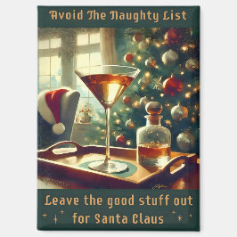 Retro 50s Avoid The Naughty List Christmas Martini Magneet