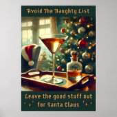 Retro 50s Avoid The Naughty List Christmas Martini Poster (Voorkant)