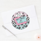 Retro 50s Birthday Party Favor Ronde Sticker (Envelop)