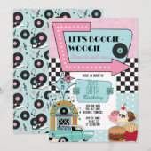 Retro 50s Birthday Party Kaart (Voorkant / Achterkant)