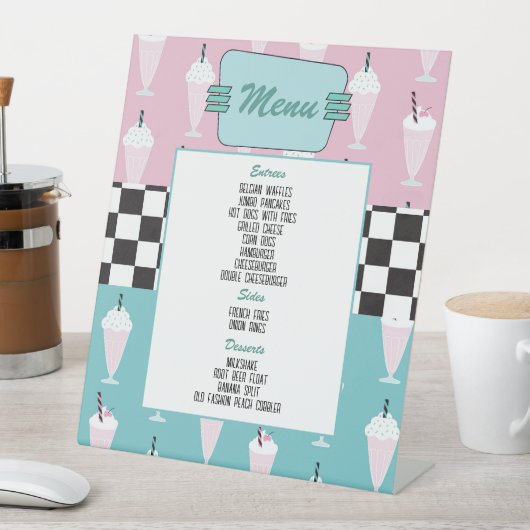 Retro 50s Birthday Party Menu Reclamebord Met Voetstuk (Insitu)