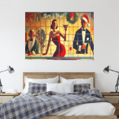 Retro 50s Christmas Eve Bar Last Call Martini Canvas Afdruk (Insitu (Slaapkamer))
