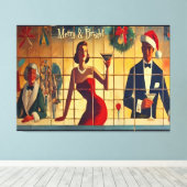 Retro 50s Christmas Eve Bar Last Call Martini Canvas Afdruk (Insitu (Houten vloer))