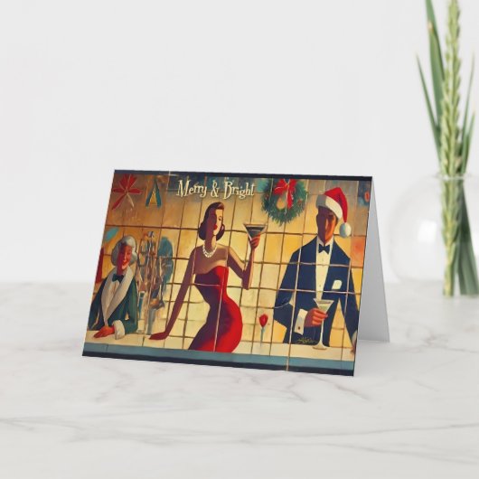 Retro 50s Christmas Eve Bar Last Call Martini Kaart (Voorkant)