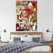 Retro 50s Cocktail Maken Merry Christmas Workshop Canvas Afdruk (Insitu (Slaapkamer))