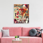 Retro 50s Cocktail Maken Merry Christmas Workshop Canvas Afdruk (Insitu (Woonkamer))
