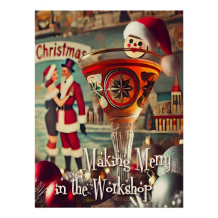 Retro 50s Cocktail Maken Prettig Kerst Workshop Perfect Poster