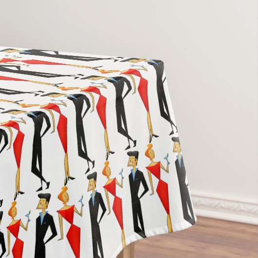 Retro 50s Cocktail Party Couple Rectangle Tafelkleed (Voorbeeld)