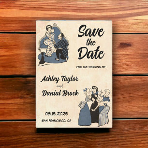  Retro 50s Comic Book Wedding Save the Date Kaart