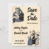 Retro 50s Comic Book Wedding Save the Date Kaart (Voorkant)