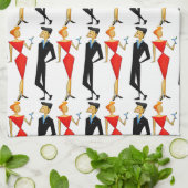 Retro 50s Couple Red Black Cocktails Party Theedoek (Gevouwen)