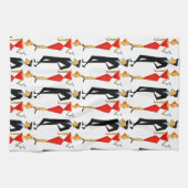 Retro 50s Couple Red Black Cocktails Party Theedoek (Horizontaal)