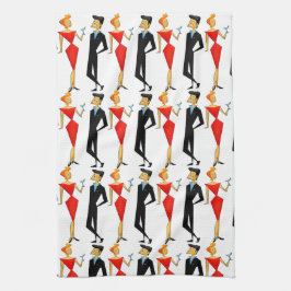 Retro 50s Couple Red Black Cocktails Party Theedoek