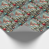 Retro 50s Cranberry Snowflake Christmas Martini Cadeaupapier (Hoek)