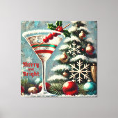 Retro 50s Cranberry Snowflake Christmas Martini Canvas Afdruk (Voorkant)