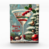 Retro 50s Cranberry Snowflake Christmas Martini Fotoblokken (Voorkant)