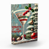 Retro 50s Cranberry Snowflake Christmas Martini Fotoblokken (Links)