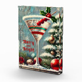 Retro 50s Cranberry Snowflake Christmas Martini Fotoblokken (Rechts)