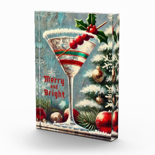 Retro 50s Cranberry Snowflake Christmas Martini Fotoblokken (Rechts)