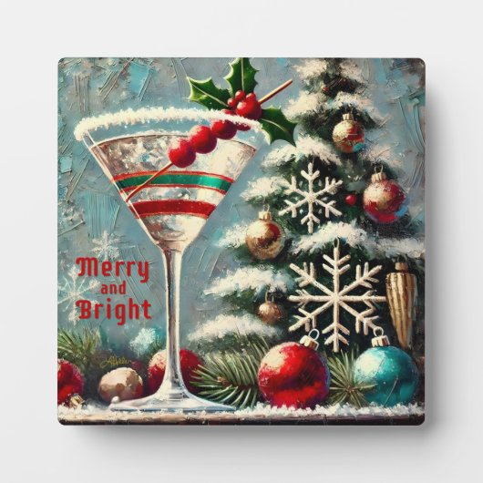 Retro 50s Cranberry Snowflake Christmas Martini Fotoplaat (Voorkant)