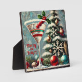 Retro 50s Cranberry Snowflake Christmas Martini Fotoplaat (Voorkant)