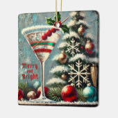 Retro 50s Cranberry Snowflake Christmas Martini Keramisch Ornament (Links)