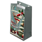 Retro 50s Cranberry Snowflake Christmas Martini Klein Cadeauzakje (Achterkant Gekanteld)