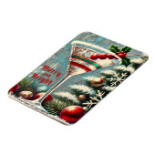 Retro 50s Cranberry Snowflake Christmas Martini Magneet (Linkerzijde)