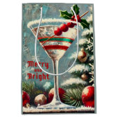 Retro 50s Cranberry Snowflake Christmas Martini Medium Cadeauzakje (Voorkant)
