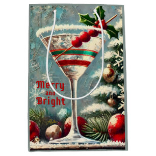 Retro 50s Cranberry Snowflake Christmas Martini Medium Cadeauzakje