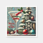 Retro 50s Cranberry Snowflake Christmas Martini Servet (Voorkant)