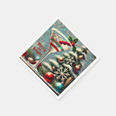 Retro 50s Cranberry Snowflake Christmas Martini Servet (Hoek)