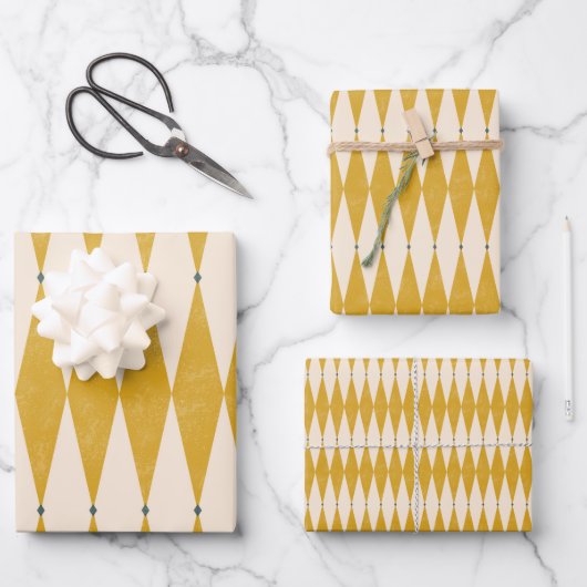 Retro 50s diamant geometrisch patroon inpakpapier vel (Voorkant)